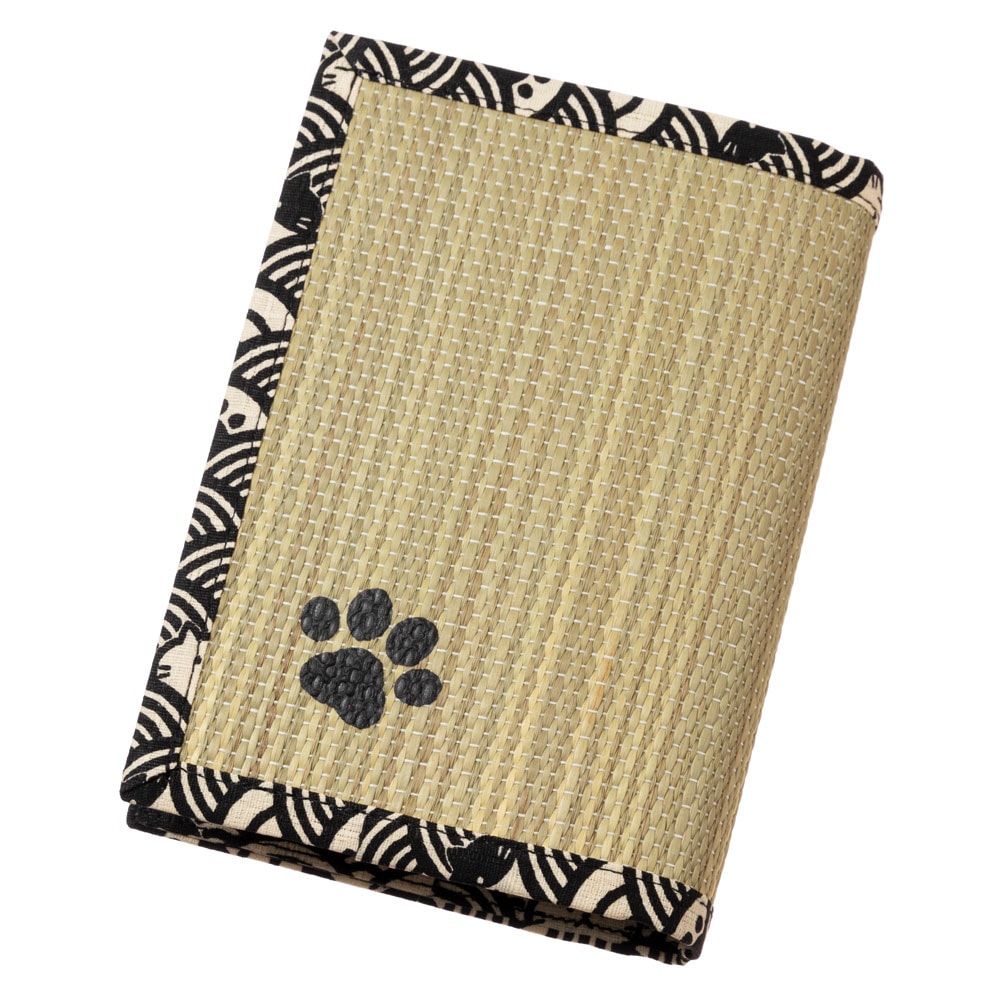 amtsumg アムツムグ　ブックカバー（文庫）　青海波ネコ　手触りサラサラ　リラックス効果　国産い草のステーショナリーグッズ　Rush book cover