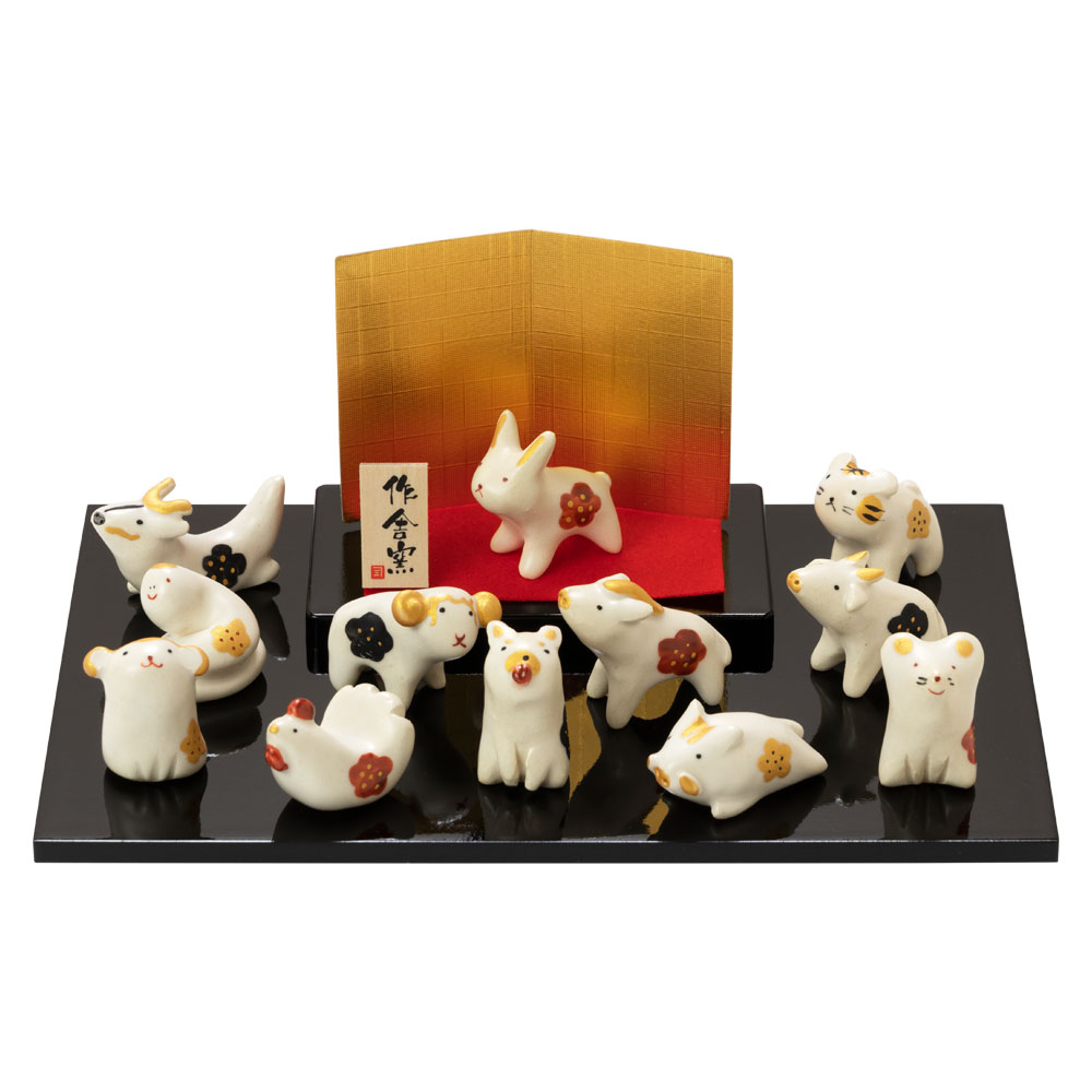 正月干支飾り　和粋十二支飾り (EK8070)　瀬戸焼　Setoyaki Pottery ornament, New Year decoration|置物|インテリア
