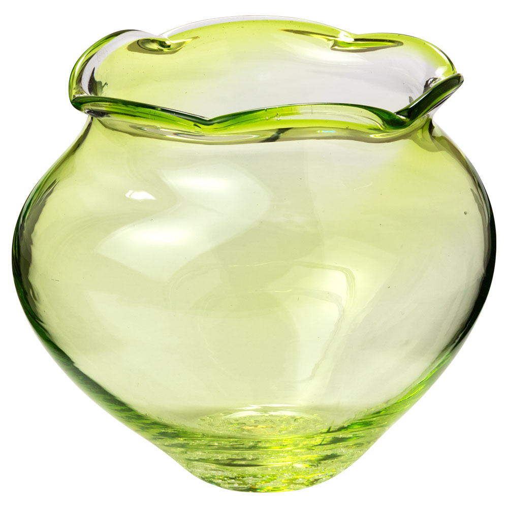 吹きガラスの金魚鉢　小007・若草　滋賀県の吹きガラス工房より　Glass goldfish bowl, Shiga craft|置物|インテリア