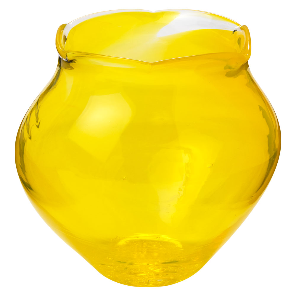 吹きガラスの金魚鉢　小008・黄　滋賀県の吹きガラス工房より　Glass goldfish bowl, Shiga craft|置物|インテリア