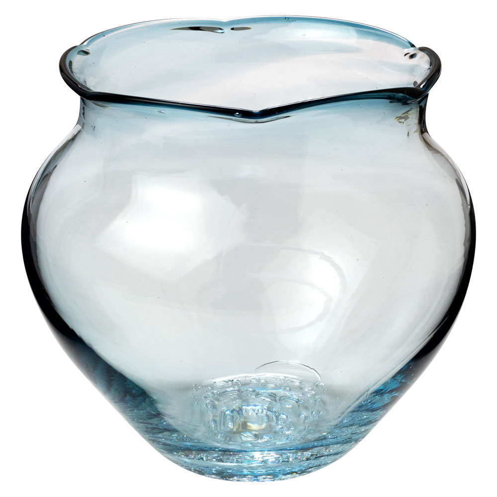 吹きガラスの金魚鉢　小010・淡青　滋賀県の吹きガラス工房より　Glass goldfish bowl, Shiga craft|置物|インテリア