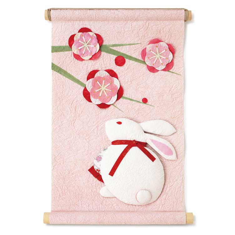 めでたや　季題掛け軸　干支　卯　和紙タペストリー　季節の飾り　Seasonal decoration, Japanese paper tapestry|タペストリー|インテリア