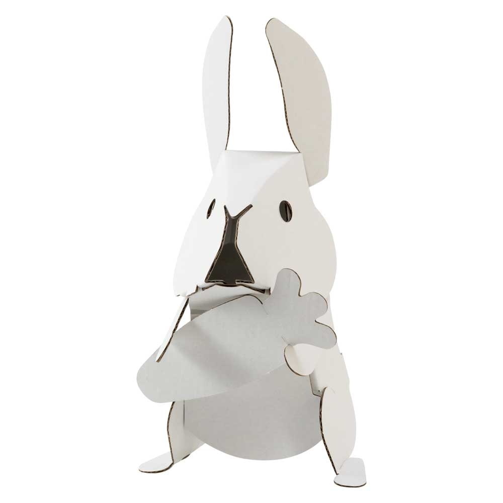 ダンボール干支工作キット　卯（兎）　のりもはさみも使わずに組み立てられるペーパークラフト　Cardboard craft kit, Japanese zodiac Rabbit