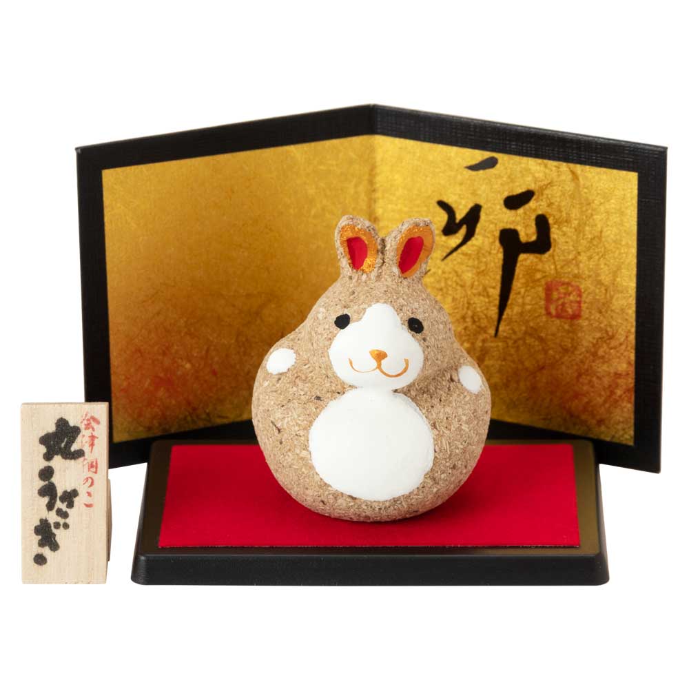 桐のこ人形　丸うさぎセット　木之本　福島県の工芸品　Handmade figurine, Fukushima craft|置物|インテリア