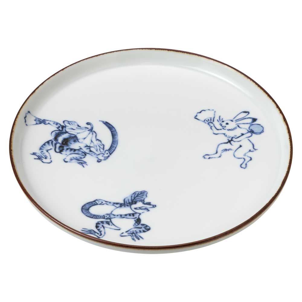 BARBAR 鳥獣戯画／田楽〈6寸皿・直径19cm〉｜歌い踊る兎と蛙を、食卓に