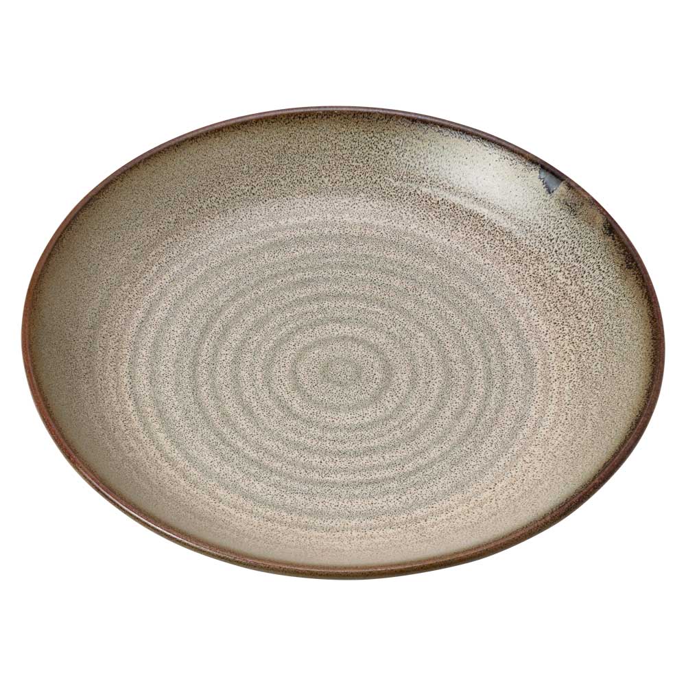 バッチャン焼　中皿　直径22cm　グレー　ベトナムの素朴で温かみのある陶器　B?t Tr?ng medium-sized dish  Vietnam craft