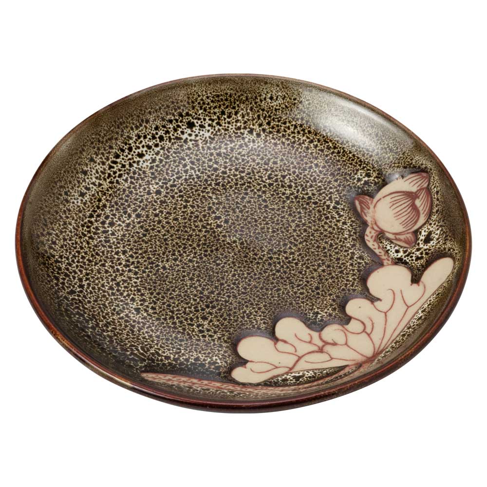 バッチャン焼 中皿 直径16cm ロータス・蓮柄 ベトナムの素朴で温かみの