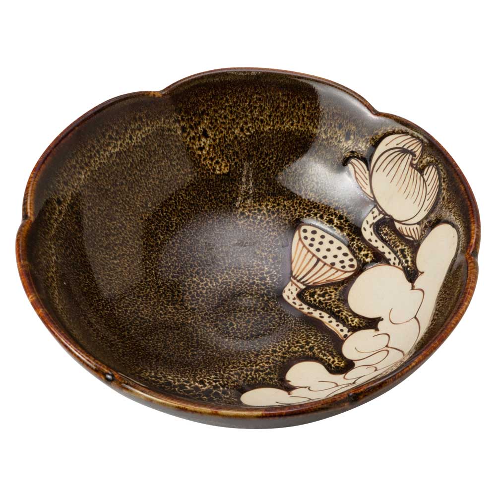 バッチャン焼〈大鉢 ロータス柄〉直径22cm｜ベトナムの素朴で温かみ