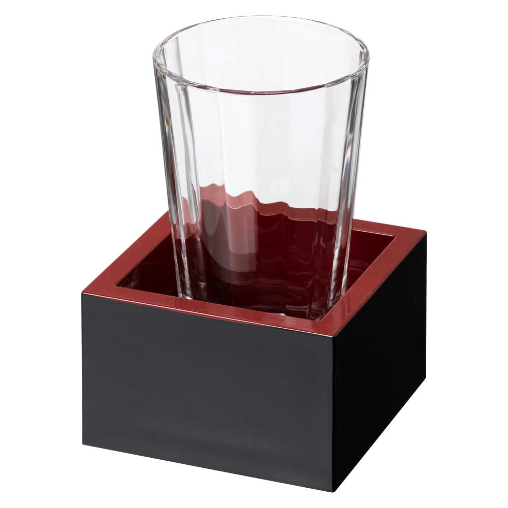 自宅で日本酒を楽しむ『塗の枡酒』セット220ml 冷酒グラス150ml+八勺塗枡 岸本吉二商店