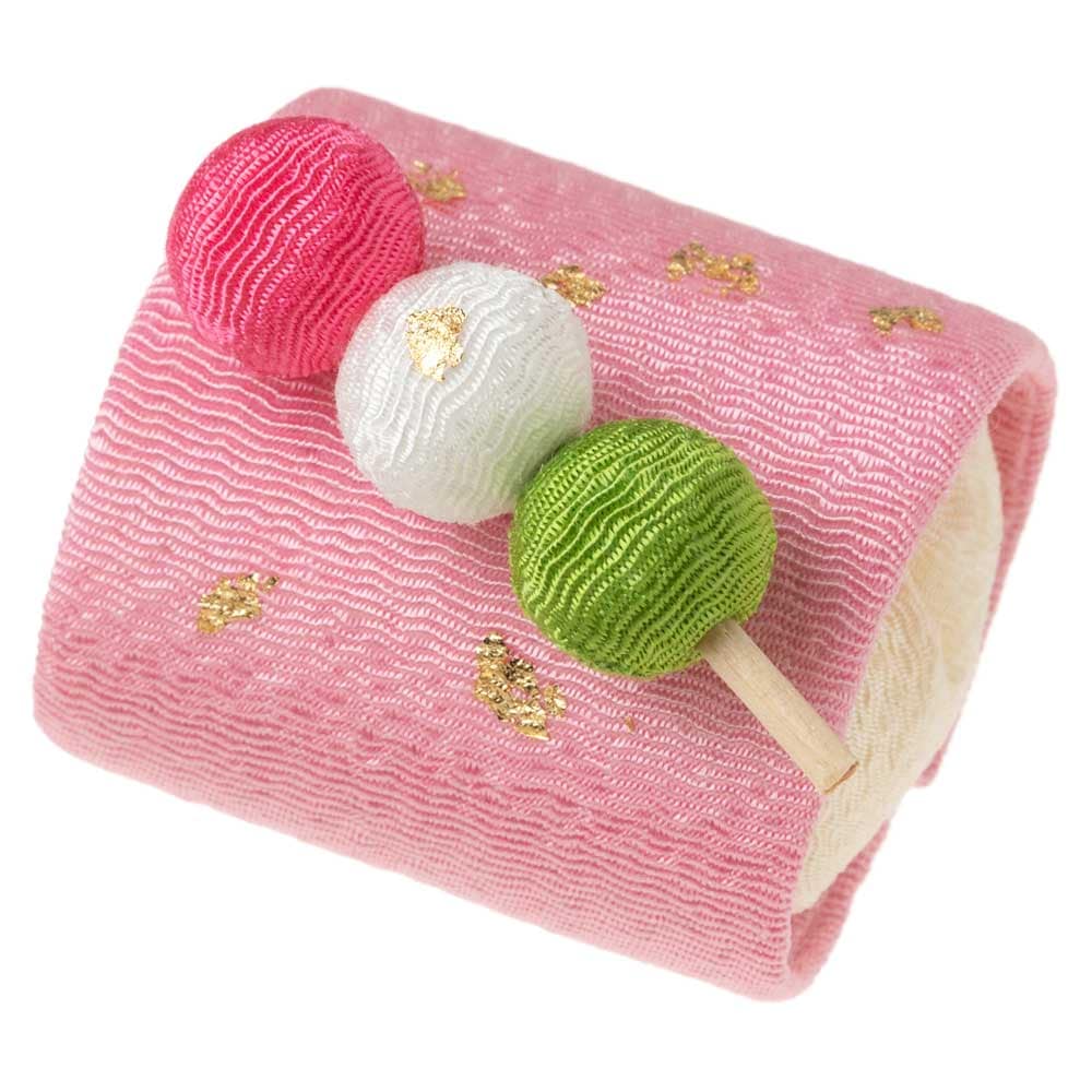 京都夢み屋〈ちりめん和菓子処・香の花 甘美〉三色だんご KKN-43|三色団子に見立てた、お香を忍ばせるちりめん細工の置物