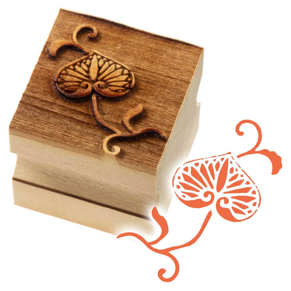 版木スタンプ　葵唐草　京からかみ　木版ミニスタンプ　木製・朴　季節のお便り　年賀状　便箋　手紙　京都府の工芸品