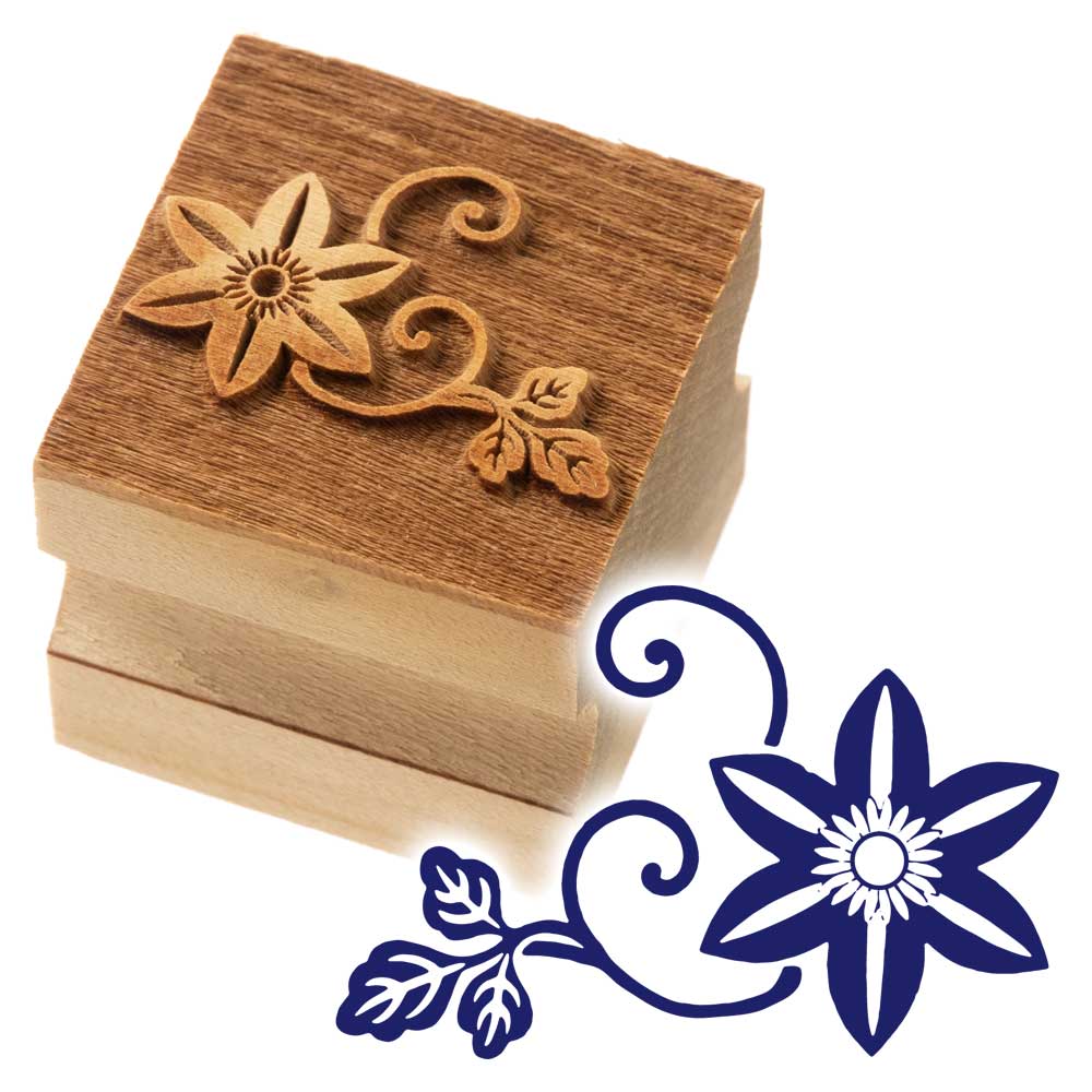 版木スタンプ　鉄線　京からかみ　木版ミニスタンプ　木製・朴　季節のお便り　年賀状　便箋　手紙　京都府の工芸品