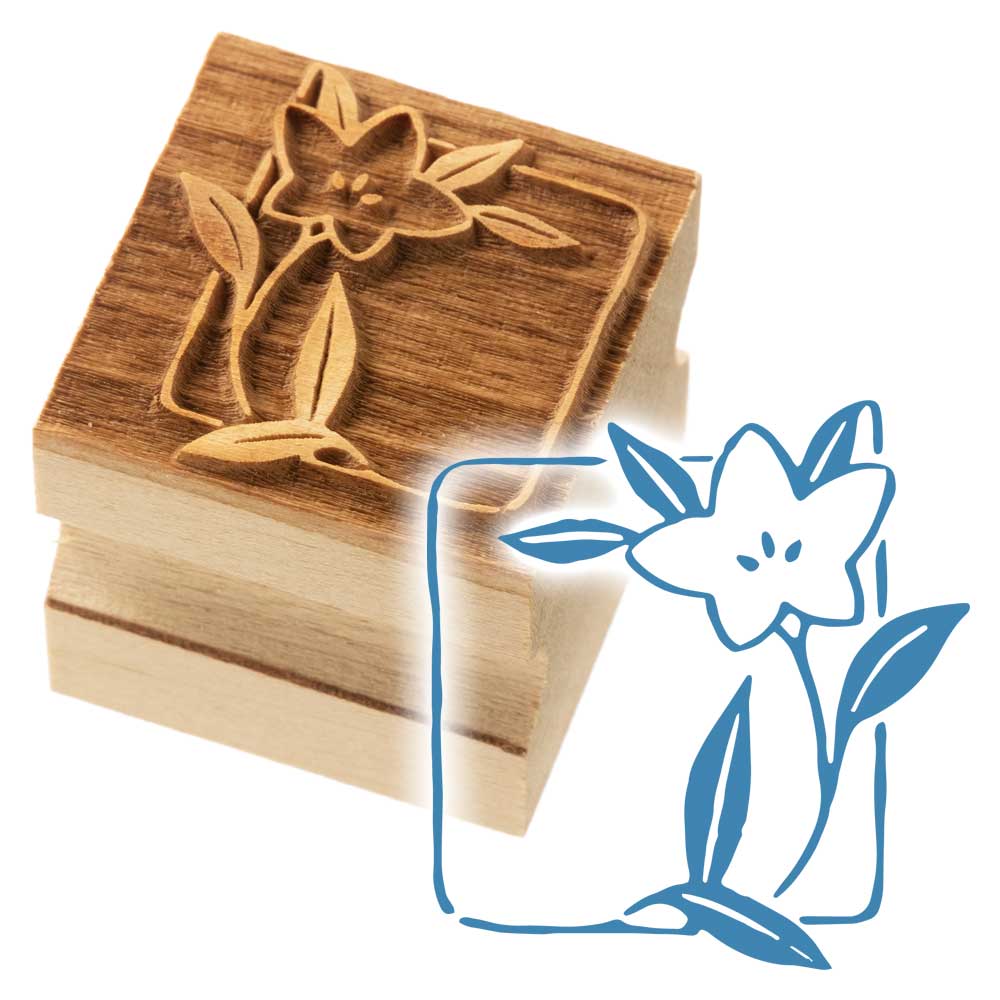 版木スタンプ　桔梗　京からかみ　木版ミニスタンプ　木製・朴　季節のお便り　年賀状　便箋　手紙　京都府の工芸品