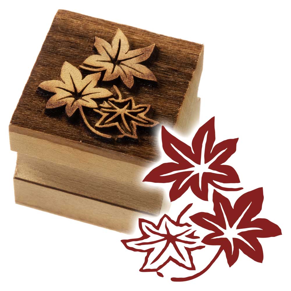 版木スタンプ　紅葉　京からかみ　木版ミニスタンプ　京都府の工芸品　Karakami woodblock stamp