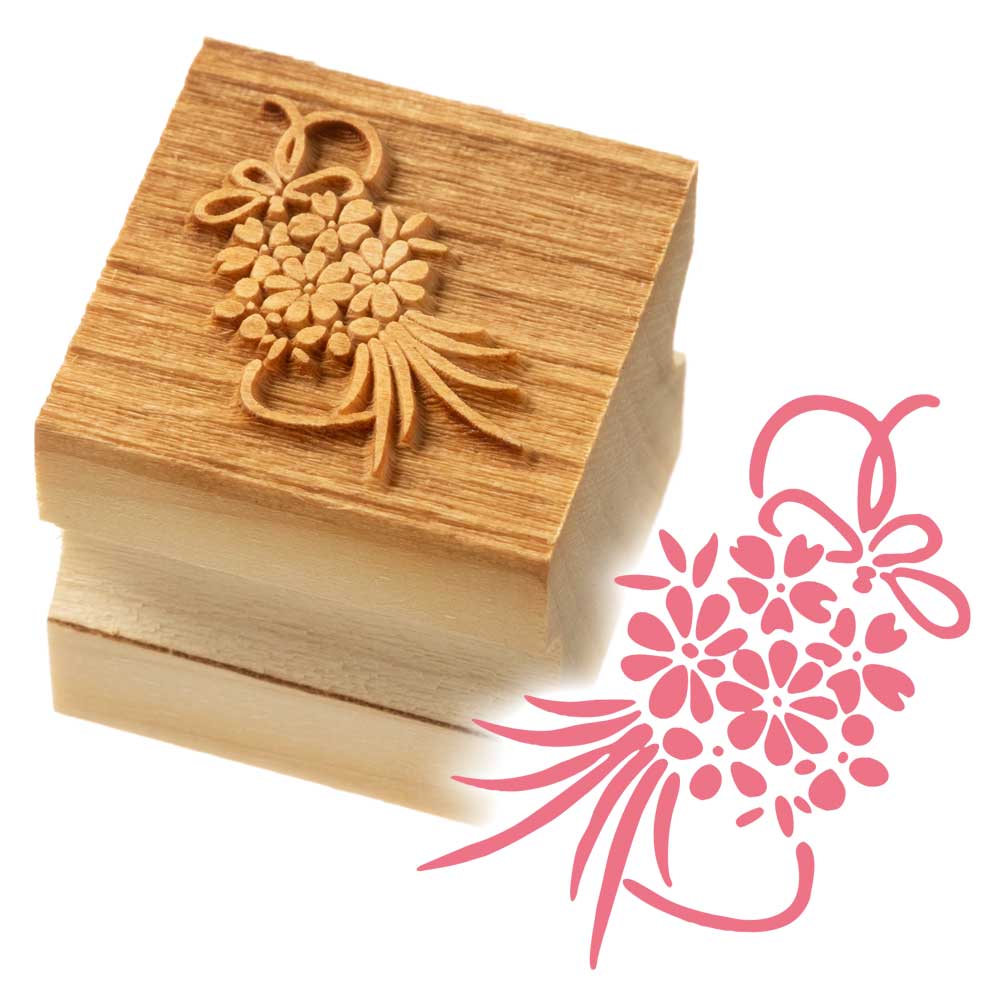 版木スタンプ　薬玉　京からかみ　木版ミニスタンプ　木製・朴　季節のお便り　年賀状　便箋　手紙　京都府の工芸品|はんこ・スタンプ|和柄ステーショナリー