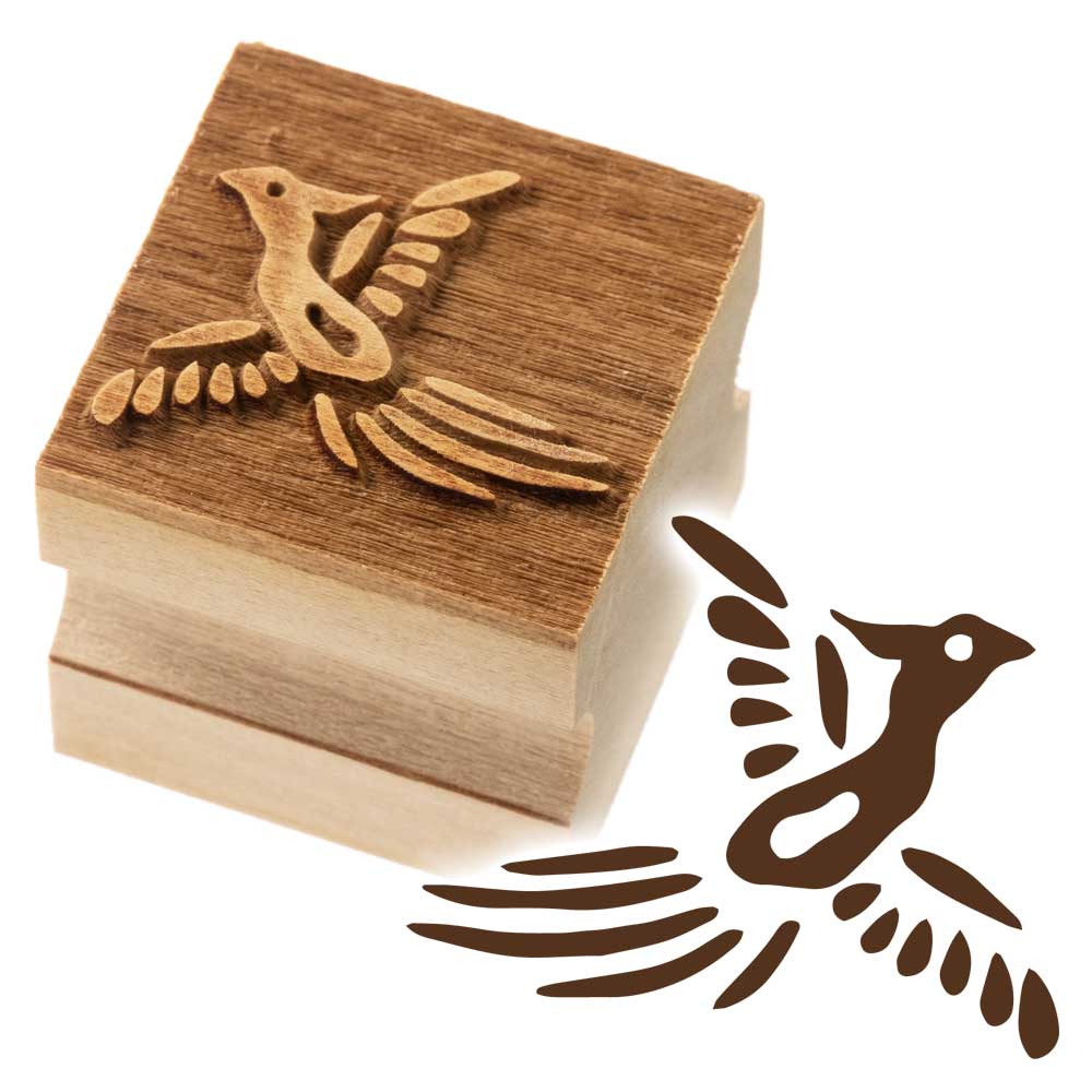 版木スタンプ　鳳凰　京からかみ　木版ミニスタンプ　木製・朴　季節のお便り　年賀状　便箋　手紙　京都府の工芸品