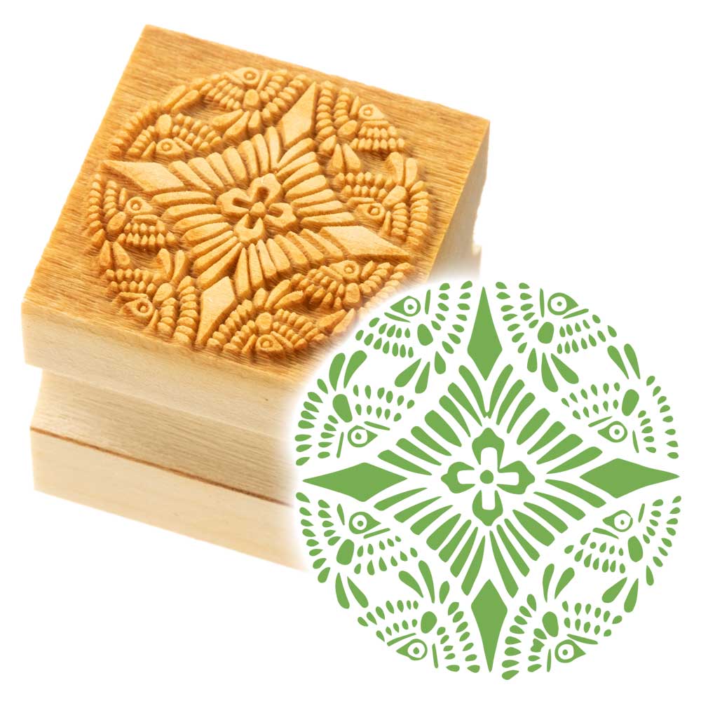 版木スタンプ　雀型　京からかみ　木版ミニスタンプ　木製・朴　季節のお便り　年賀状　便箋　手紙　京都府の工芸品