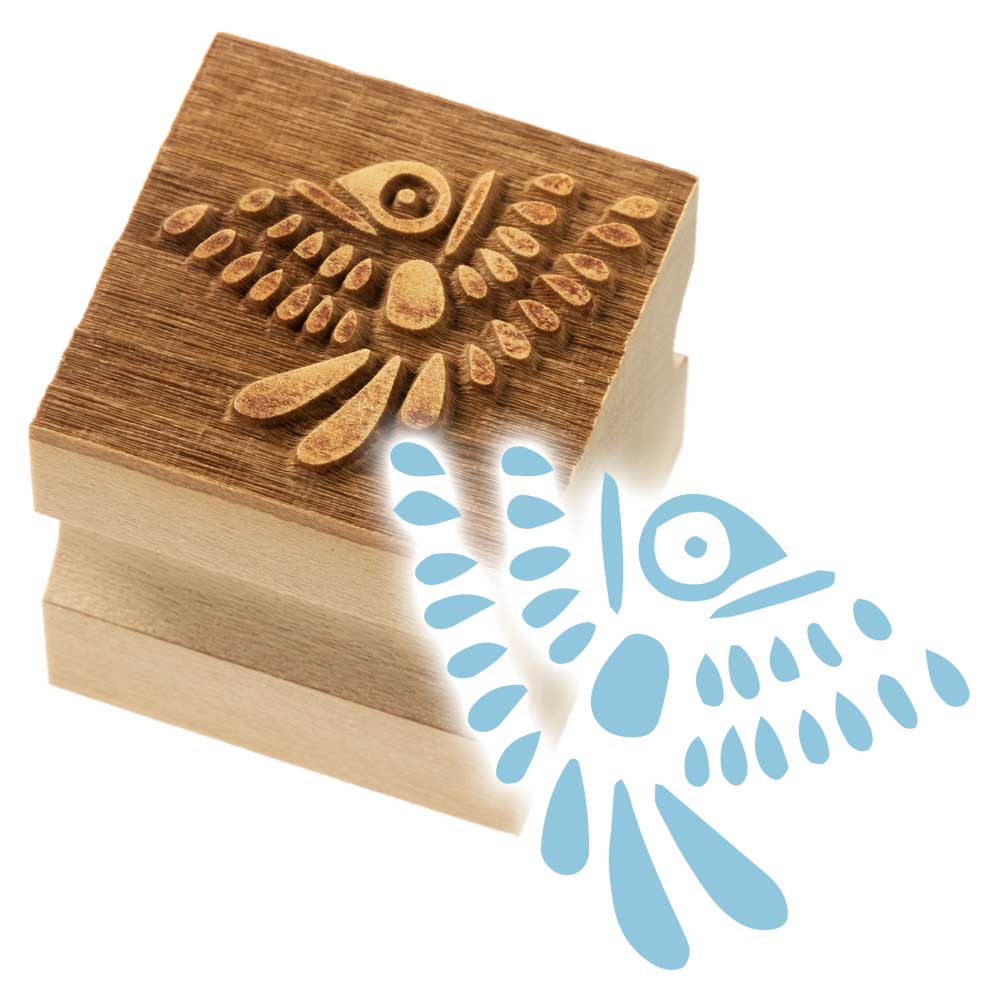 版木スタンプ　雀　京からかみ　木版ミニスタンプ　京都府の工芸品　Karakami woodblock stamp