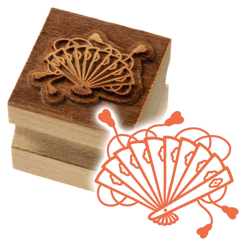 版木スタンプ　扇　京からかみ　木版ミニスタンプ　京都府の工芸品　Karakami woodblock stamp