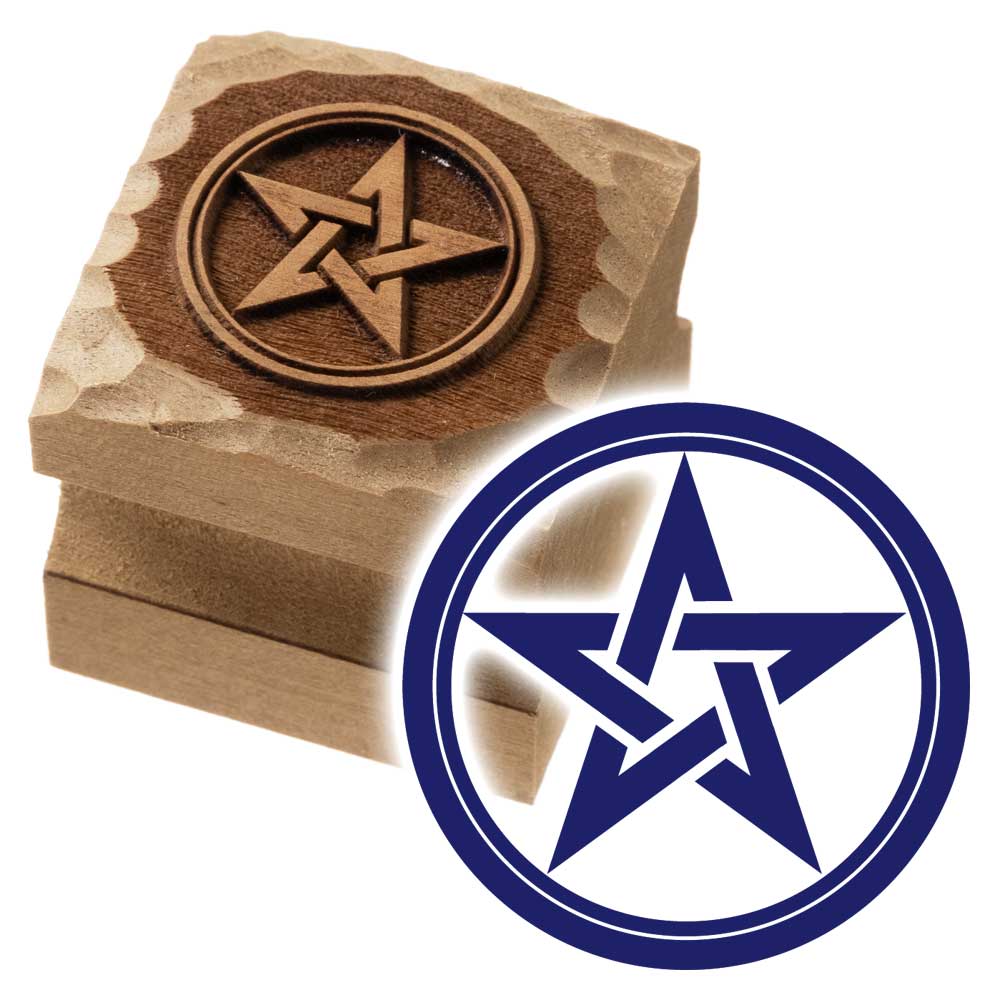 版木スタンプ　五芒星　京からかみ　木版ミニスタンプ　木製・朴　季節のお便り　年賀状　便箋　手紙　京都府の工芸品