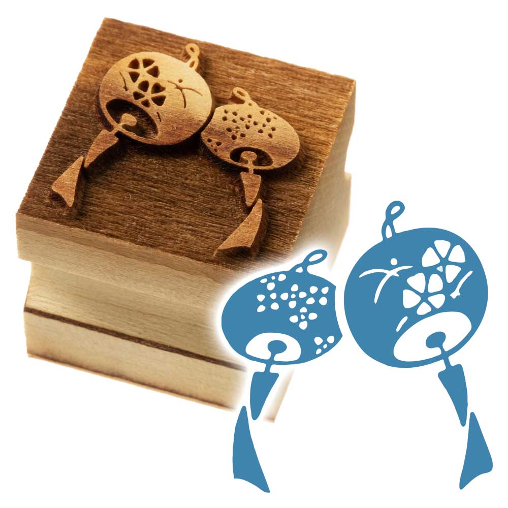 版木スタンプ　風鈴　京からかみ　木版ミニスタンプ　木製・朴　季節のお便り　年賀状　便箋　手紙　京都府の工芸品