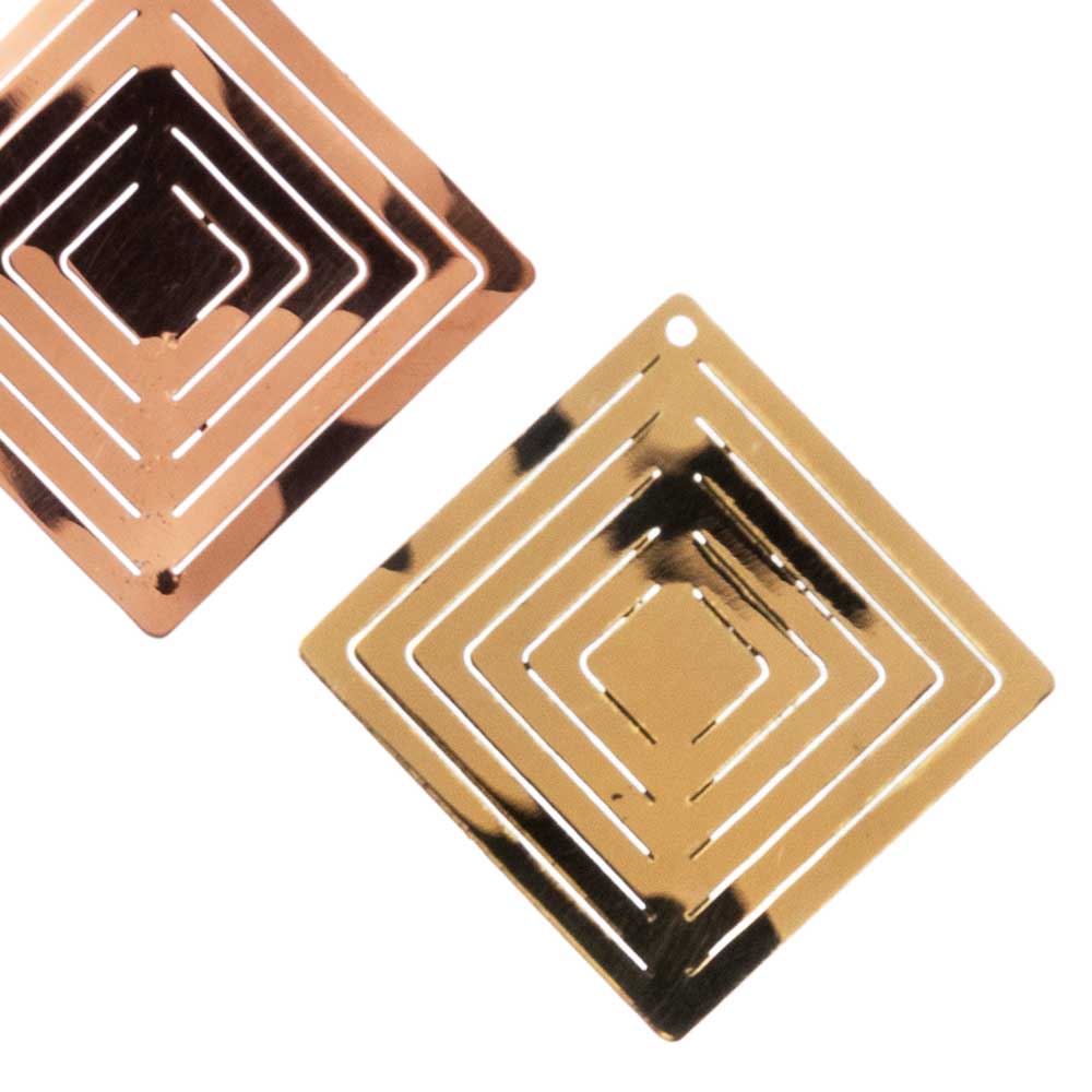かねよし　Ori-ginal（折り＋しなる）　大3×3cm・両端開き　穴あき（1枚）　自由に変形できる金属製アクセサリー　ピアス・イヤリング・指輪などに　かねよし×共立女子大学コラボ作品『日本を贈る』