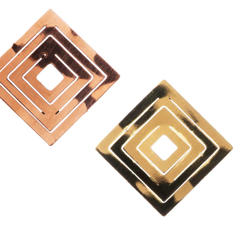 かねよし　Ori-ginal（折り＋しなる）　中2×2cm・ジャバラ開き　穴なし（1枚）　自由に変形できる金属製アクセサリー　指輪・ピアス・イヤリングなどに　かねよし×共立女子大学コラボ作品『日本を贈る』