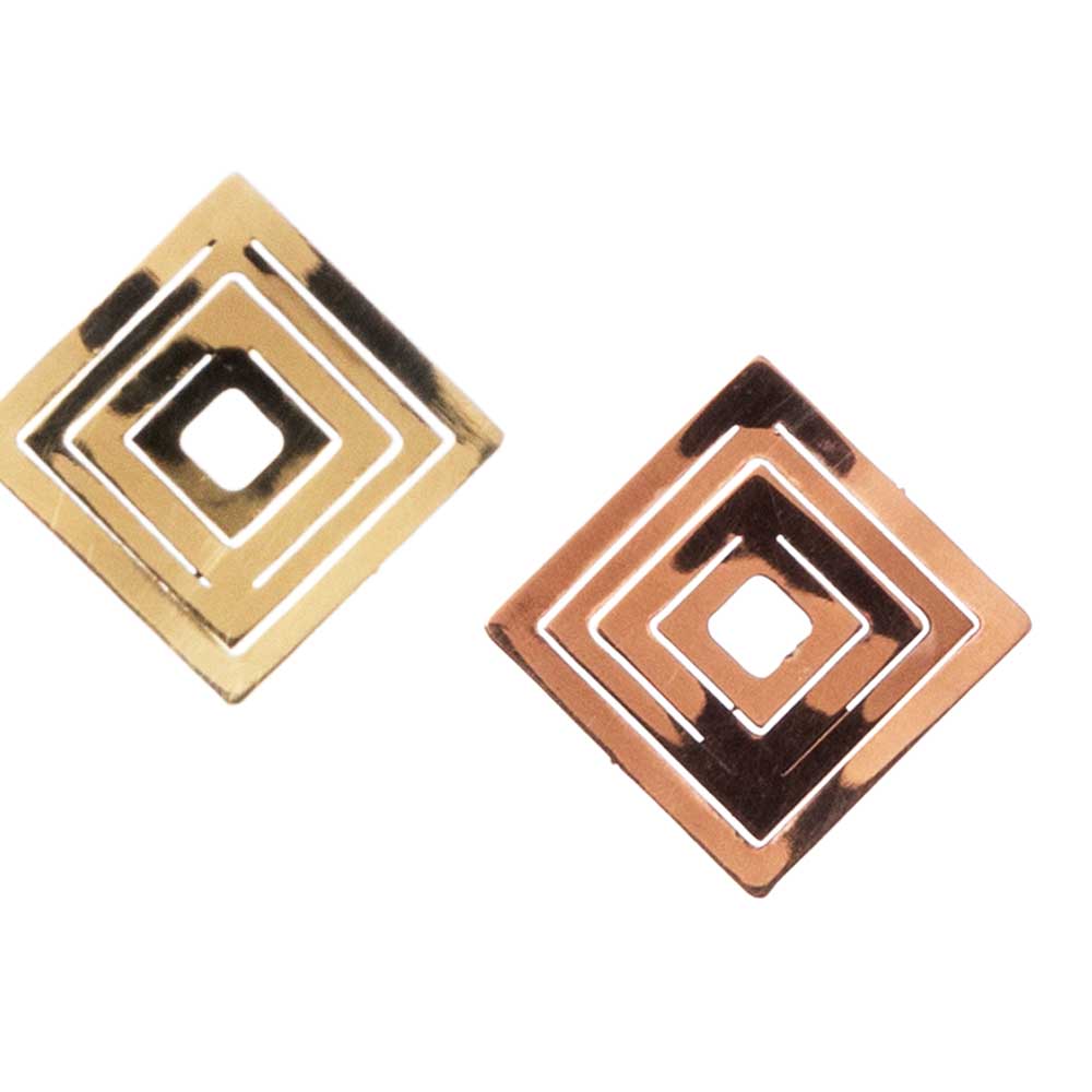 かねよし　Ori-ginal（折り＋しなる）　小1.5×1.5cm・ジャバラ開き　穴なし（1枚）　自由に変形できる金属製アクセサリー　指輪・ピアス・イヤリングなどに　かねよし×共立女子大学コラボ作品『日本を贈る』