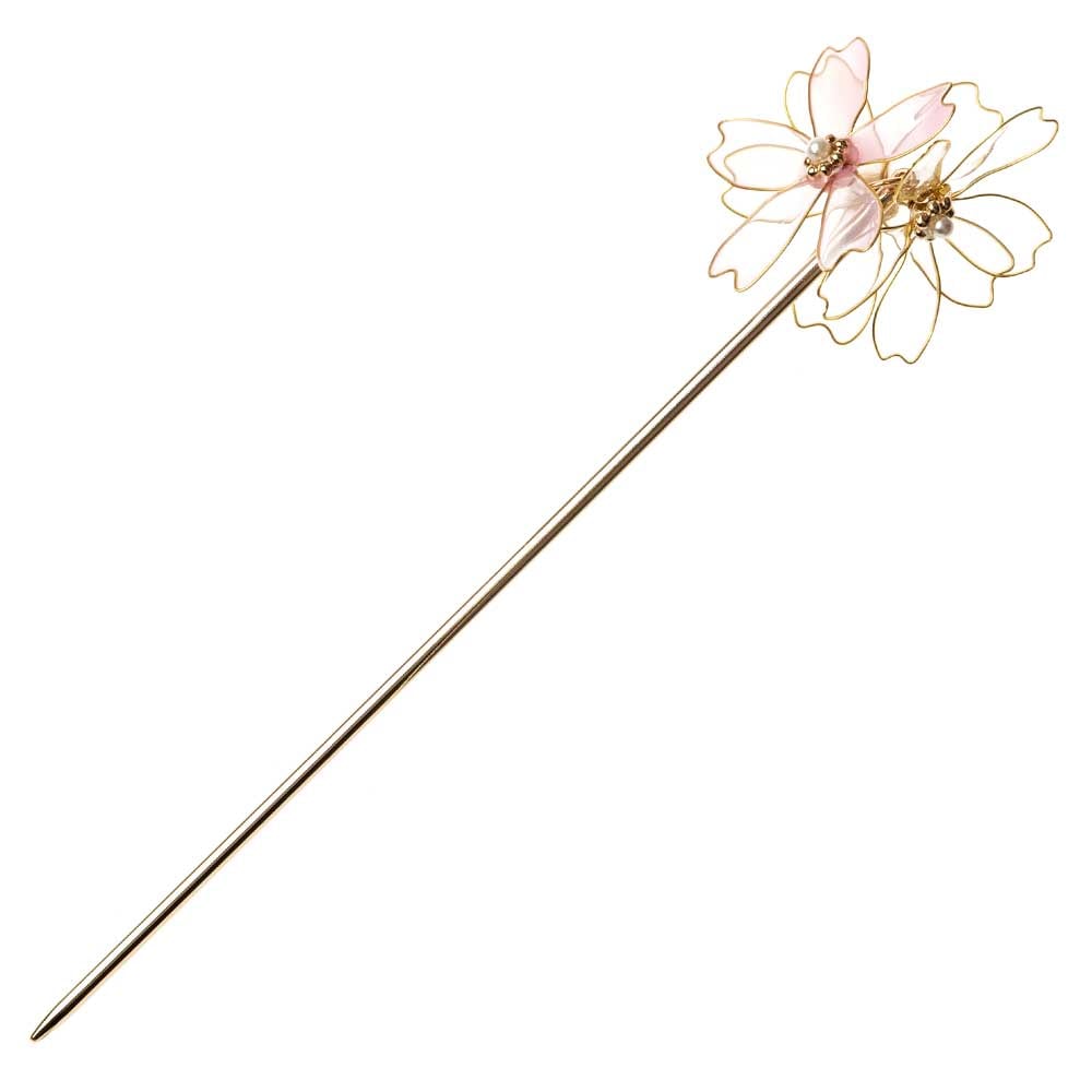 和小物マルシェ 桜かんざし〈軸15cm・金属製軸〉|繊細な桜を一輪、髪に添えて