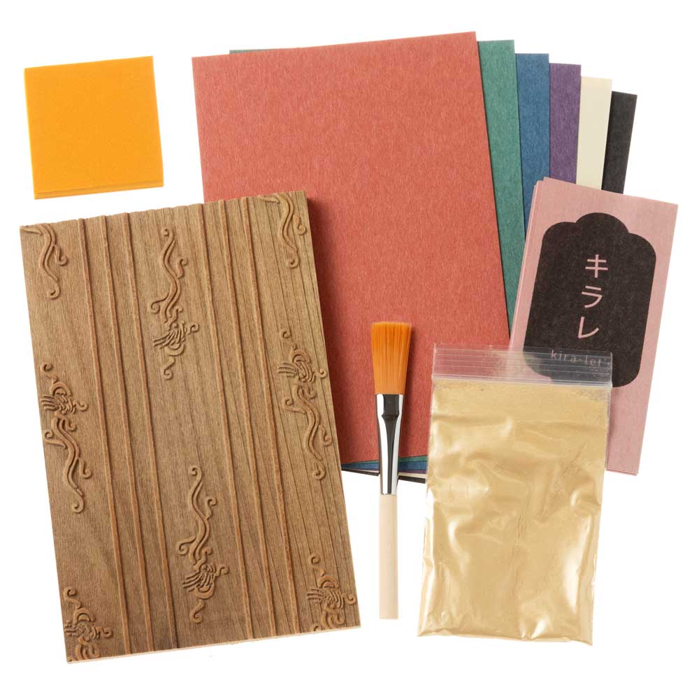 京からかみ　キラレ　三つ筋龍　おうち時間を楽しむ木版スタンプキット　京都府の工芸品　Karakami woodblock stamp