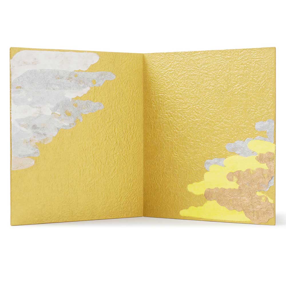 めでたや　ちぎり絵　屏風　瑞雲　金屏風　置物・お飾り用品　ディスプレイ用　Gold folding screen for figurine