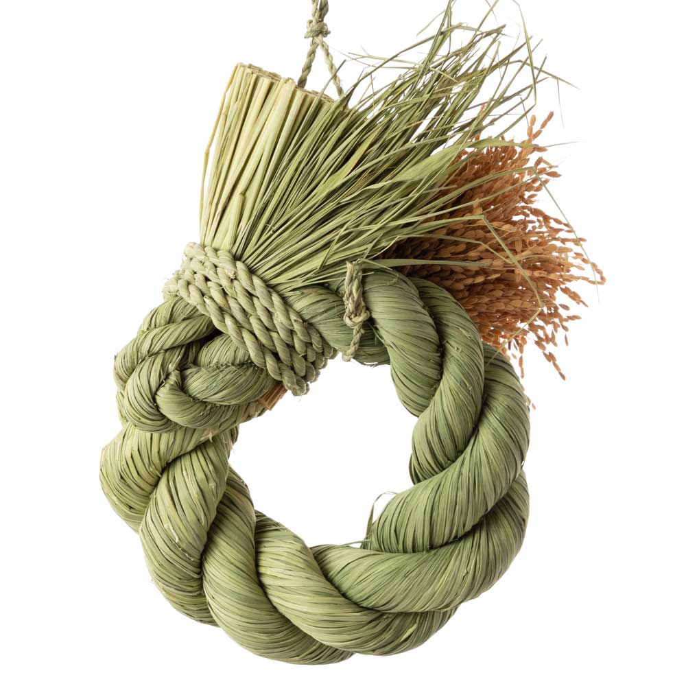 縁起飾り　わらむ　円満（えんまん）大　国産わらの縁起物　玄関飾り　マンションのドアにも　壁掛け　30×25cm　日本製　国産　繁栄発展　運気上昇