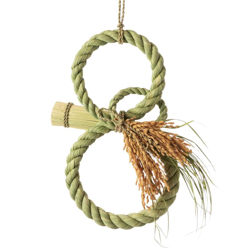 縁起飾り　わらむ　三拍子（さんびょうし）　国産わらの縁起物　玄関飾り　マンションのドアにも　壁掛け　30×23cm　日本製　国産　除災招福　末広がり