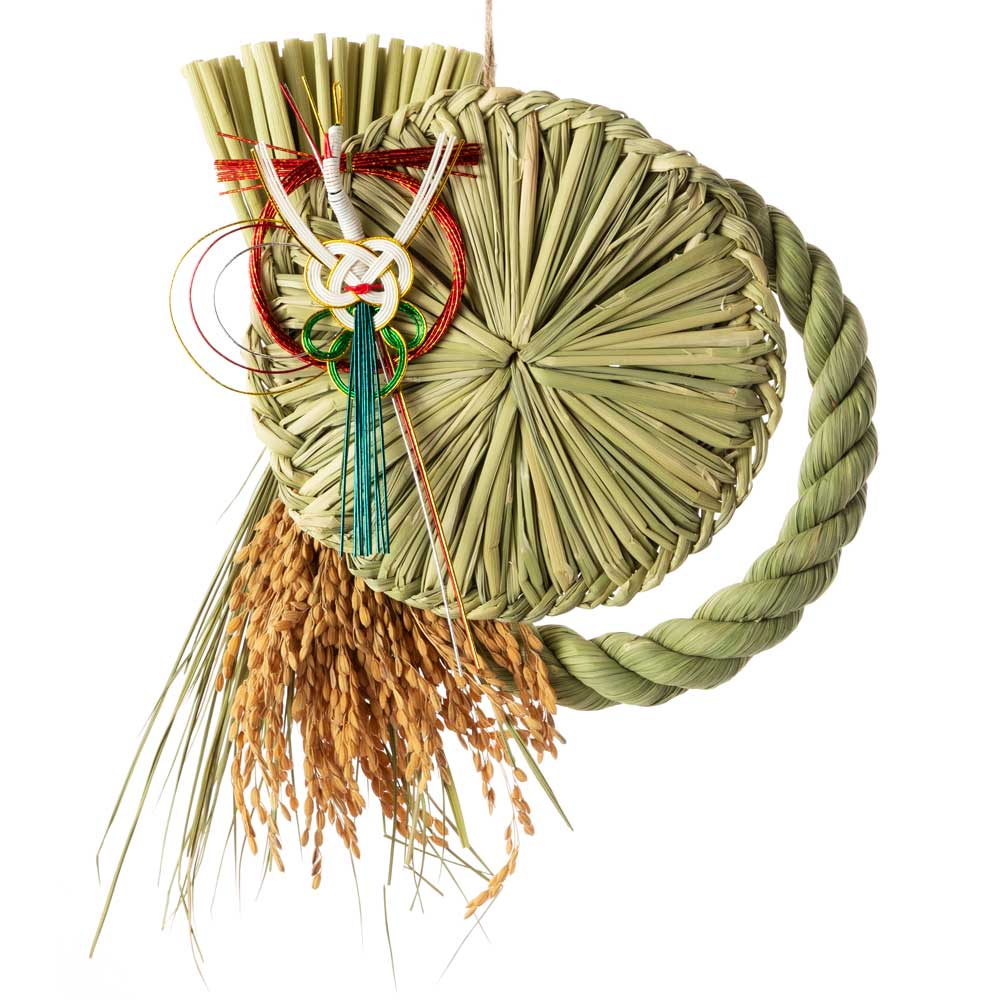 縁起飾り　わらむ　一粒万倍（いちりゅうまんばい）　国産わらの縁起物　玄関飾り　マンションのドアにも　壁掛け　30×20cm　日本製　国産　健康祈願　家内安全　商売繁盛