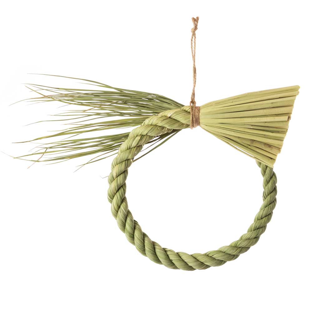 縁起飾り　わらむ　輪じめ　リース・姫　国産わらの縁起物　玄関飾り　マンションのドアにも　壁掛け　27×22cm　日本製　国産