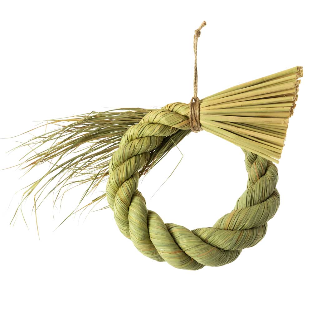 縁起飾り　わらむ　輪じめ　リース・小　国産わらの縁起物　玄関飾り　マンションのドアにも　壁掛け　26×30cm　日本製　国産