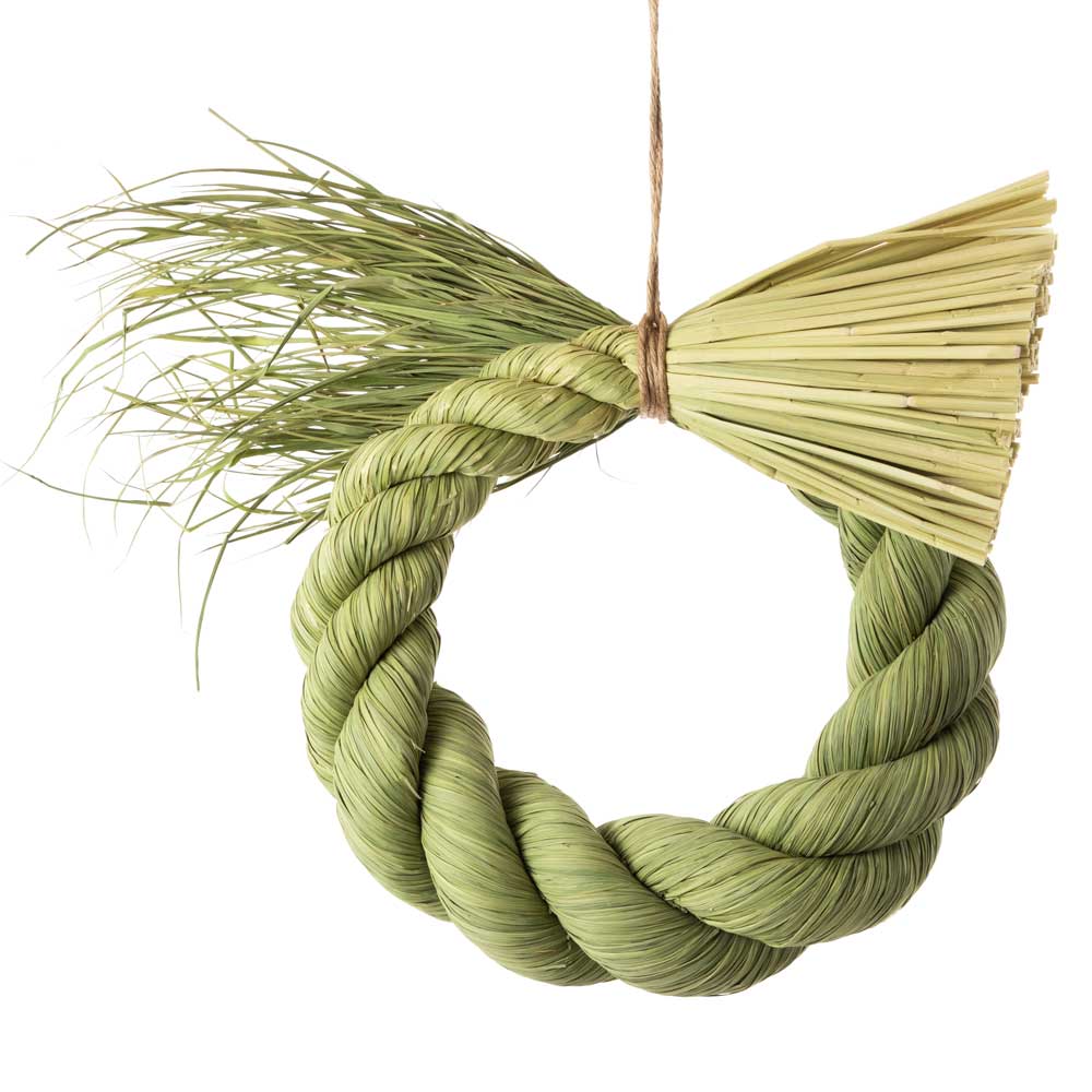 縁起飾り　わらむ　輪じめ　リース・大　国産わらの縁起物　玄関飾り　マンションのドアにも　壁掛け　33×45cm　日本製　国産