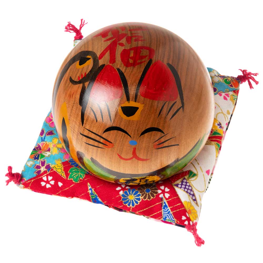 仙臺さすり　招き猫こけし　サクラ材　中・3.0号 (064)　招福・右手上げ　さすって撫でてリラックス　インテリア置物　木工品　宮城県仙台市の工芸品　Kokeshi of lucky cat, Miy