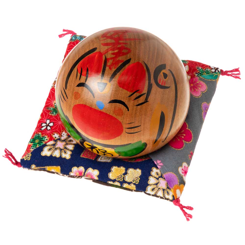 仙臺さすり　招き猫こけし　サクラ材　中・2.5号 (128)　健康・左手上げ　さすって撫でてリラックス　インテリア置物　木工品　宮城県仙台市の工芸品　Kokeshi of lucky cat, Miy