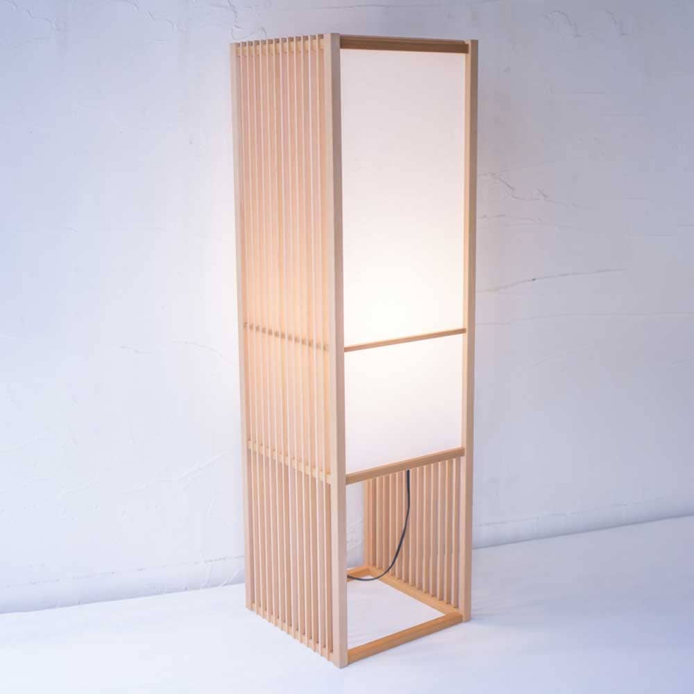 和風スタンドライト　調（L） shirabe　行灯　高さ100cm　杉材と強化和紙の照明器具　LED電球対応　日本製インテリアライト　和の優しい灯り