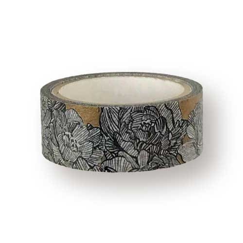 和詩倶楽部　はるまき　牡丹　和柄マスキングテープ　幅1.5cm　長さ5m　和風のラッピング用品　包装用品　装飾用ステーショナリー