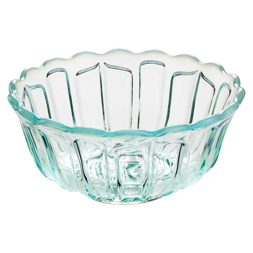 半透明ガラス　器　2枚　[値下げ相談承ります］ 廣田硝子〈雪の花 洗鉢〉ブルー 2244｜そうめんやサラダにも。ブルーが