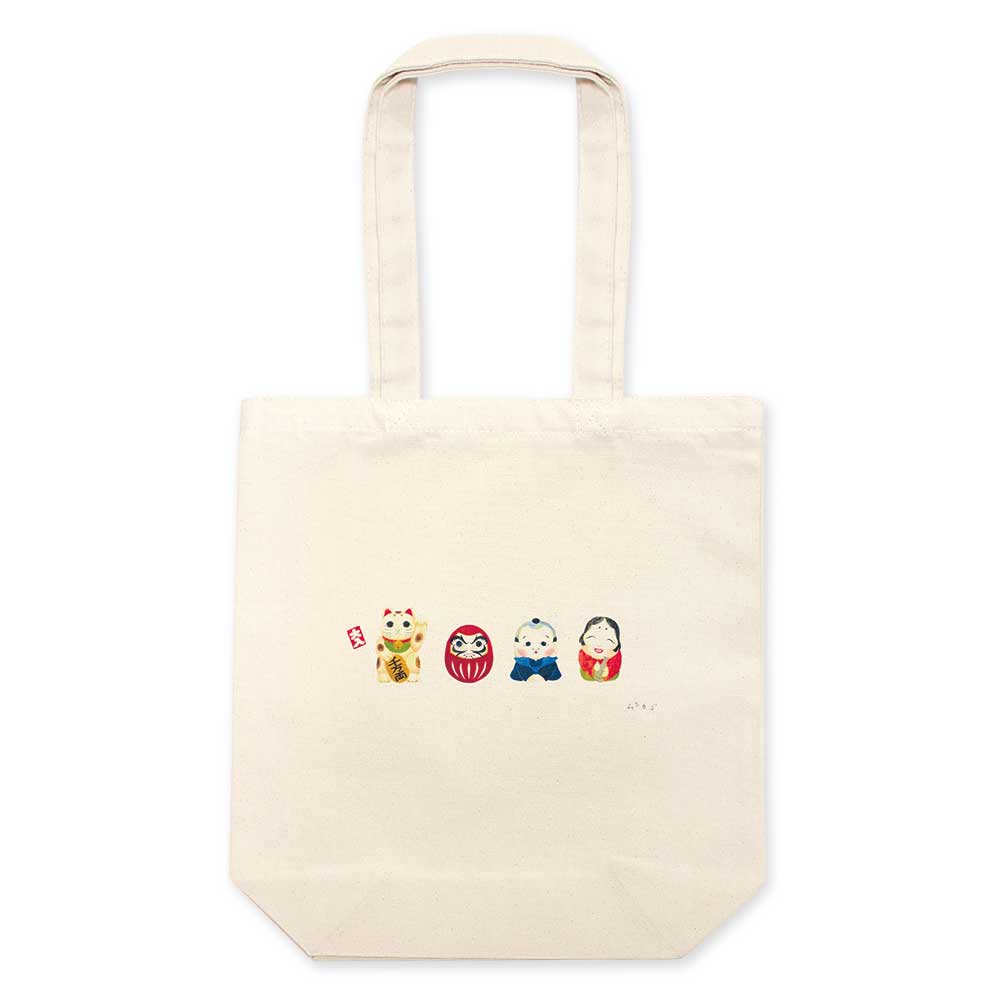 和詩倶楽部 ハコビムシ トートバッグM〈富来よせ〉コットン・幅25×高37cm|ムシカゴデザインの、大胆柄トートバッグ