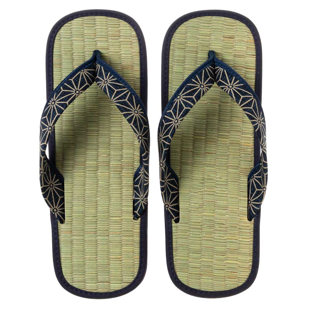 い草たたみ雪駄　麻の葉B（LLサイズ）　ゴム底草履　いつも足裏で畳を感じられるスリッパ・サンダル　暑い夏場も快適な足下に