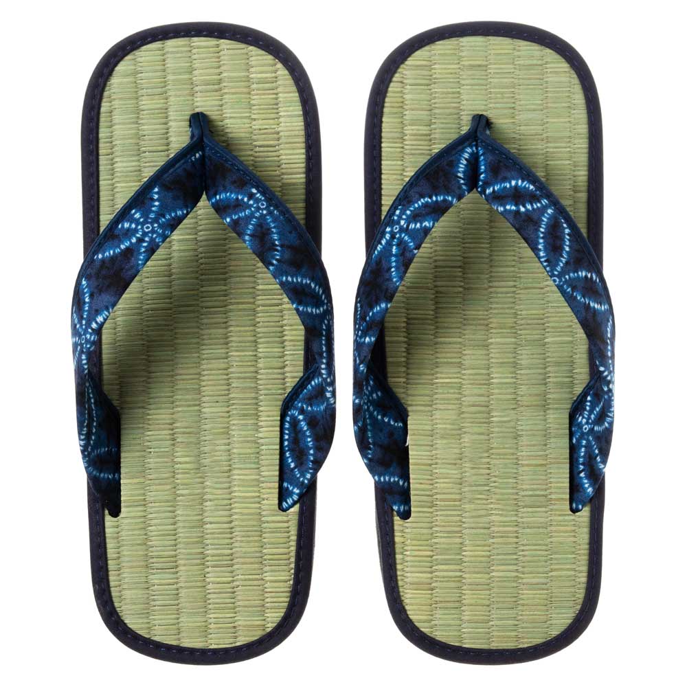 い草たたみ雪駄・七宝A（フリーサイズ）　ゴム底草履　いつも足裏で畳を感じられるスリッパ・サンダル　暑い夏場も快適な足下に