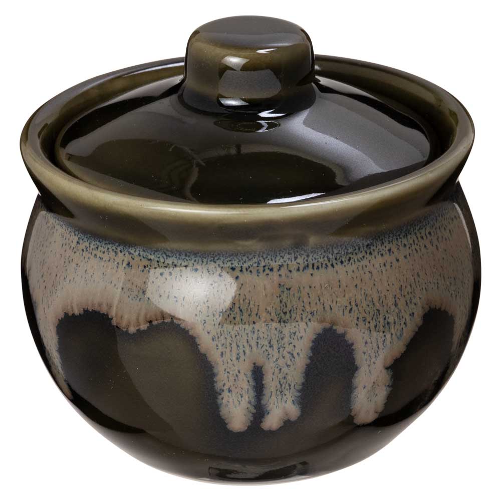 食品・調味料容器　織部流　蓋物　美濃焼　磁器　高さ8cm　容量180ml　岐阜県の工芸品