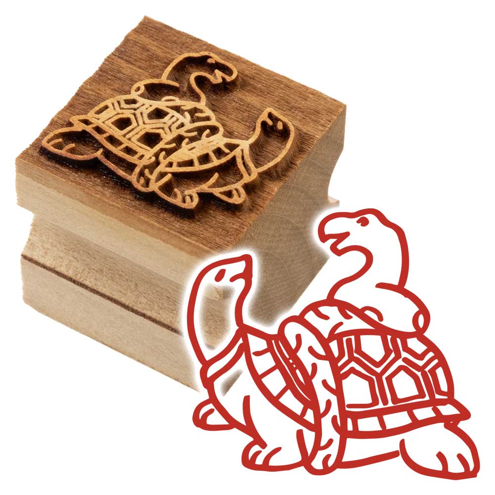 京からかみ　版木スタンプ　玄武蛇　木版ミニスタンプ　木製・朴　季節のお便り　年賀状　便箋　手紙　京都府の工芸品|はんこ・スタンプ|和柄ステーショナリー