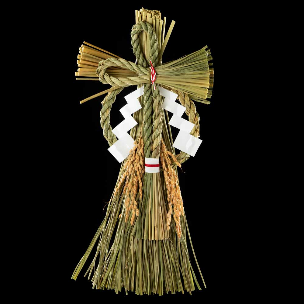 竹治郎　越後魚沼飾り　風流（ふうりゅう）　正月飾り　注連飾り　新潟県南魚沼産稲わら使用　和モダンな玄関飾り　マンションのドアにも　日本製のおしゃれなお正月リース