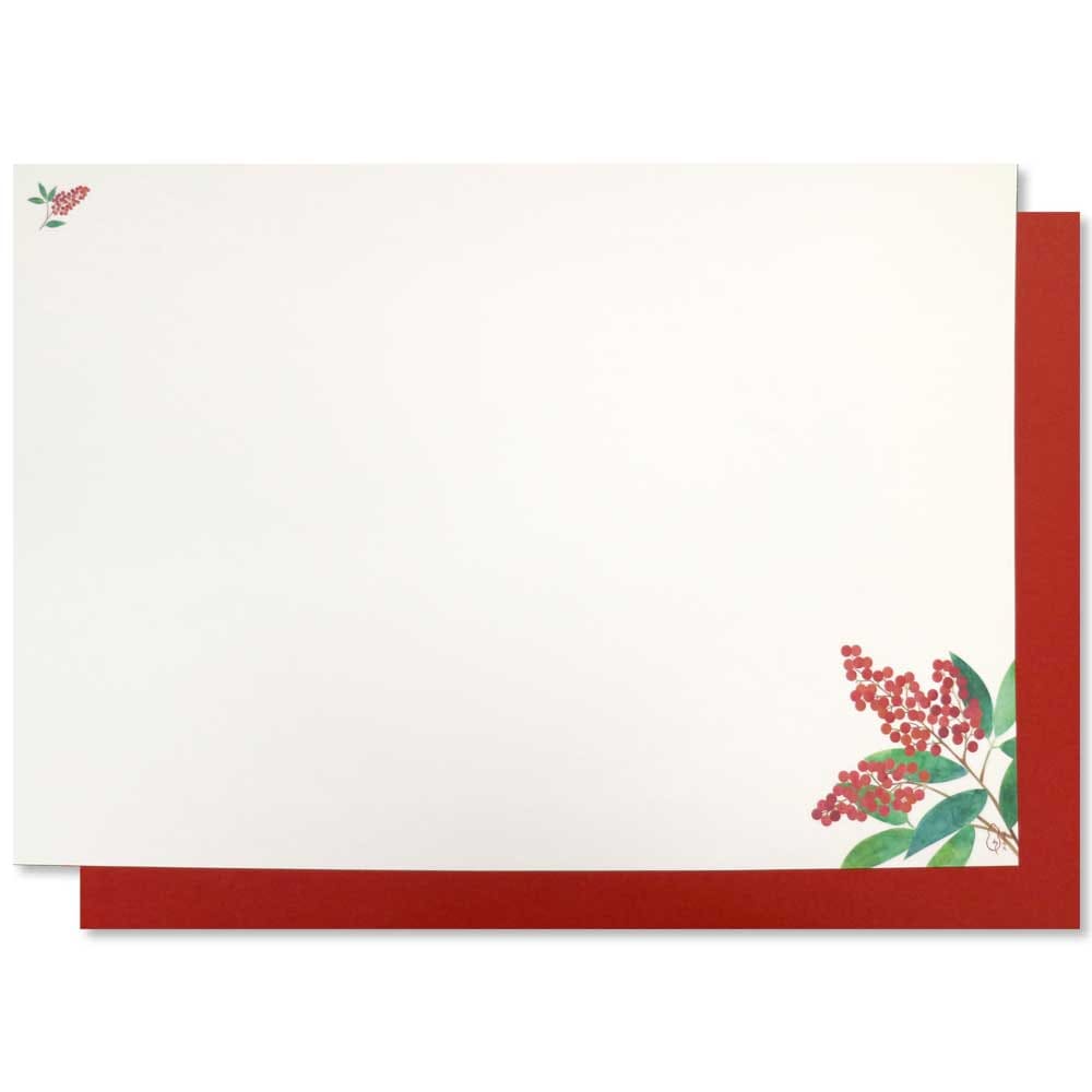 和詩倶楽部 御前御敷紙〈曙光南天〉奉書紙・5組入｜紅白の吉兆敷紙、祝いの席のテーブルウェア