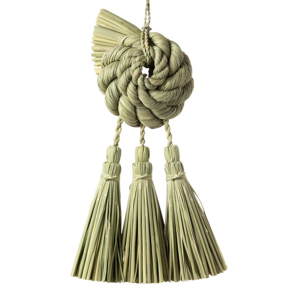 正月しめ飾り　わらむ　巡り廻る（めぐりめぐる）　国産わらの縁起物　玄関飾り　マンションのドアにも　壁掛け　33×14cm　日本製　国産　良縁祈願　有縁千里